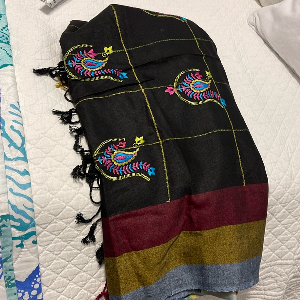 Embroidered Scarf Wrap Beautiful